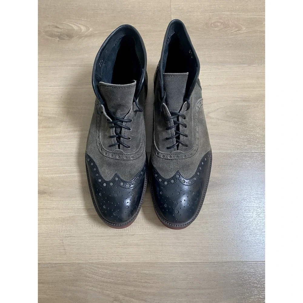 Donald J‎ Pliner Wingtip Lace Up  STU Gray Suede Leather Boots  Men's Size 8
